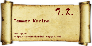 Temmer Karina névjegykártya